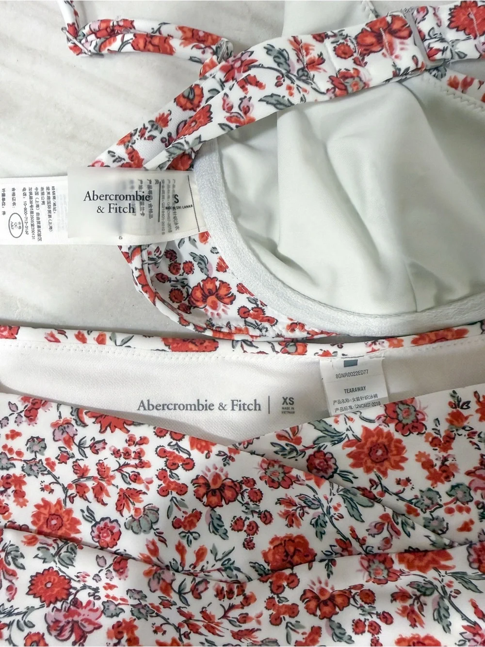 Abercrombie & Fitch Red Floral Bikini Crossover Bottoms Size XS and Small Top